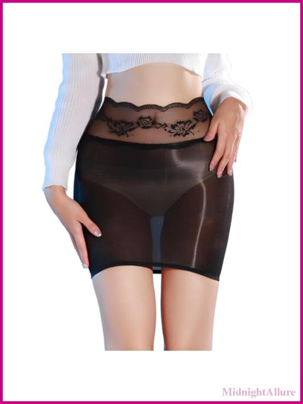 Sheer Lace Mini Skirt Nylon Spandex High Stretch Slim Fit Costume Party